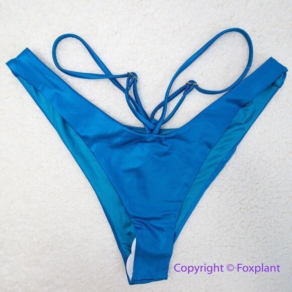 NEW Agua Bendita blue Egle Thoughts reversible bikini bottom, size L - Picture 2 of 12